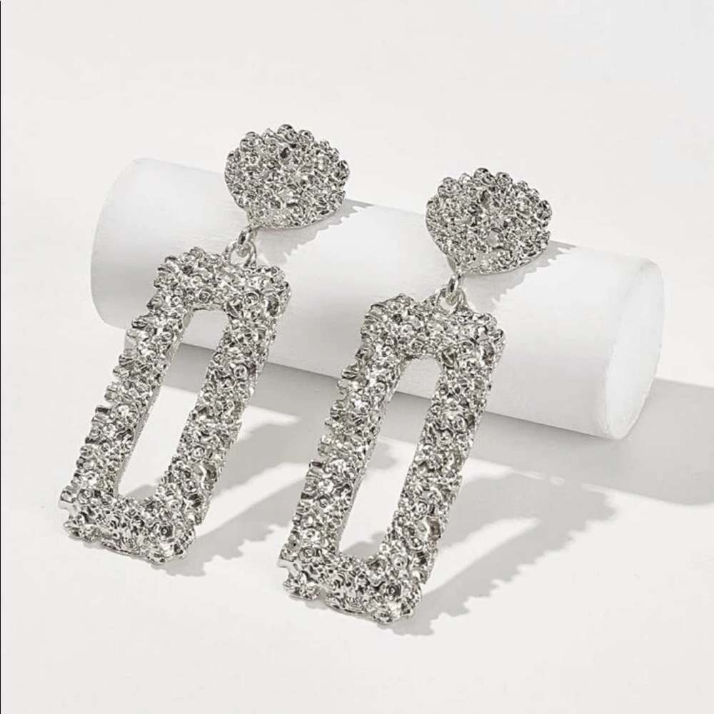 🌟Square Charm Drop Earrings in Silver